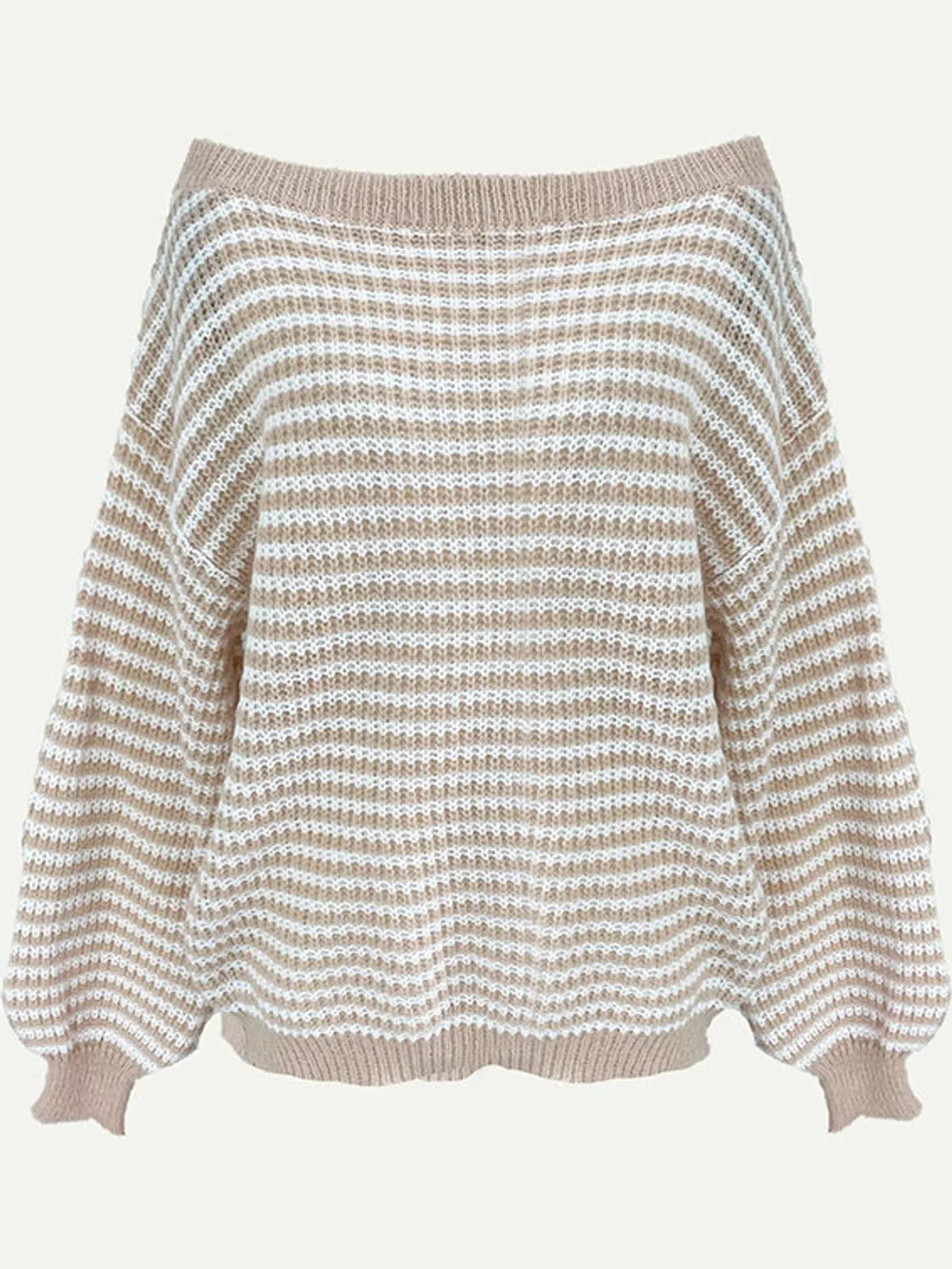 Striped boat neck sweater, view 24