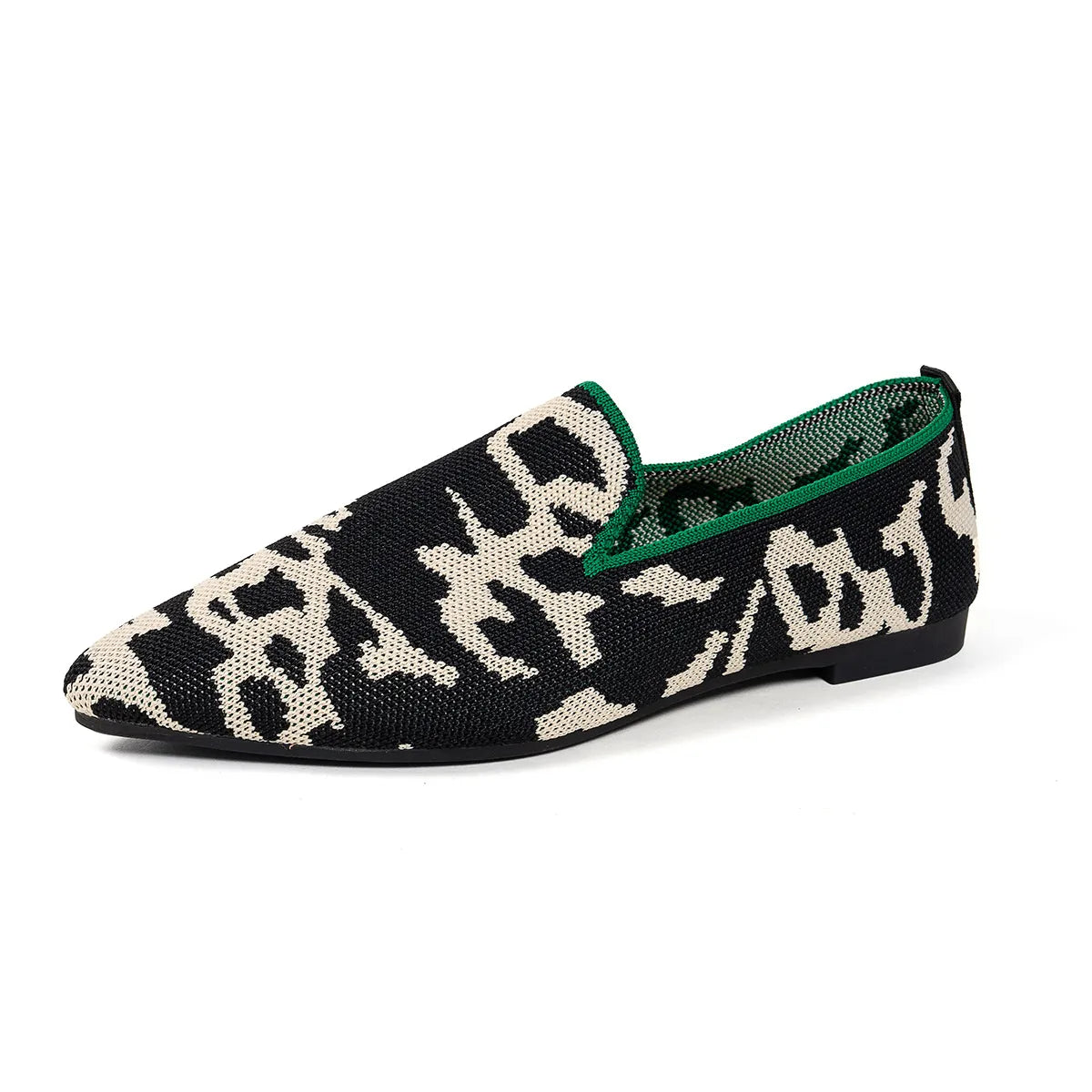 Animal Print Knit Slip-On Loafers