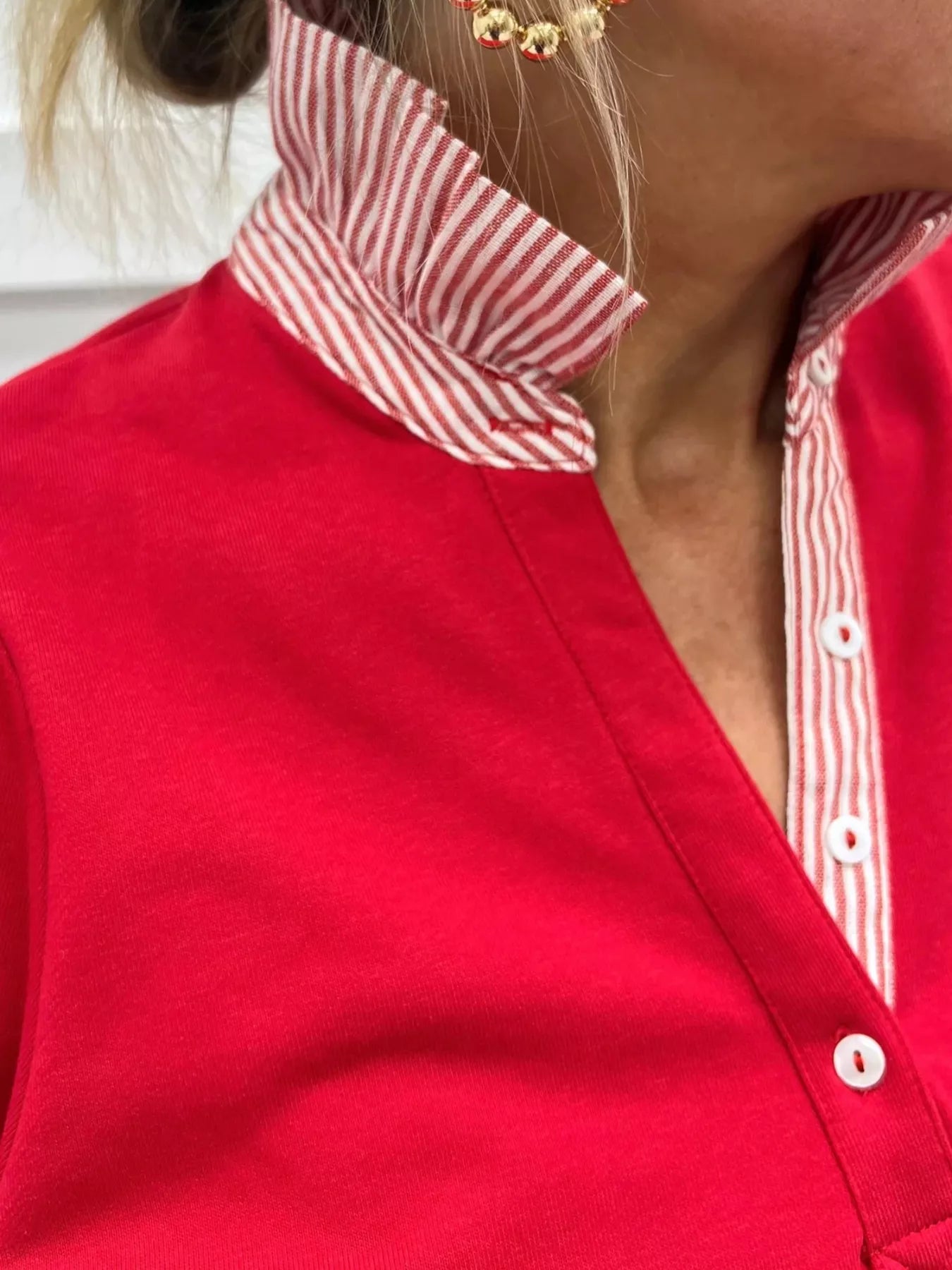 Notched Short Puff Sleeve Blouse
