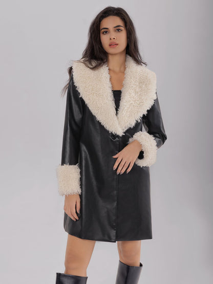 Fuzzy Long Sleeve Coat