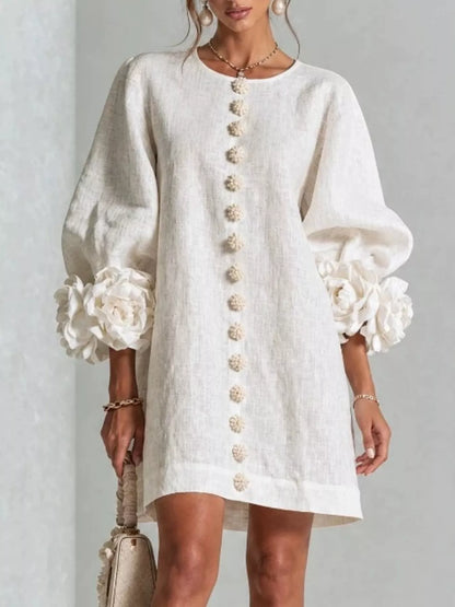 3D floral sleeve dress, view 12