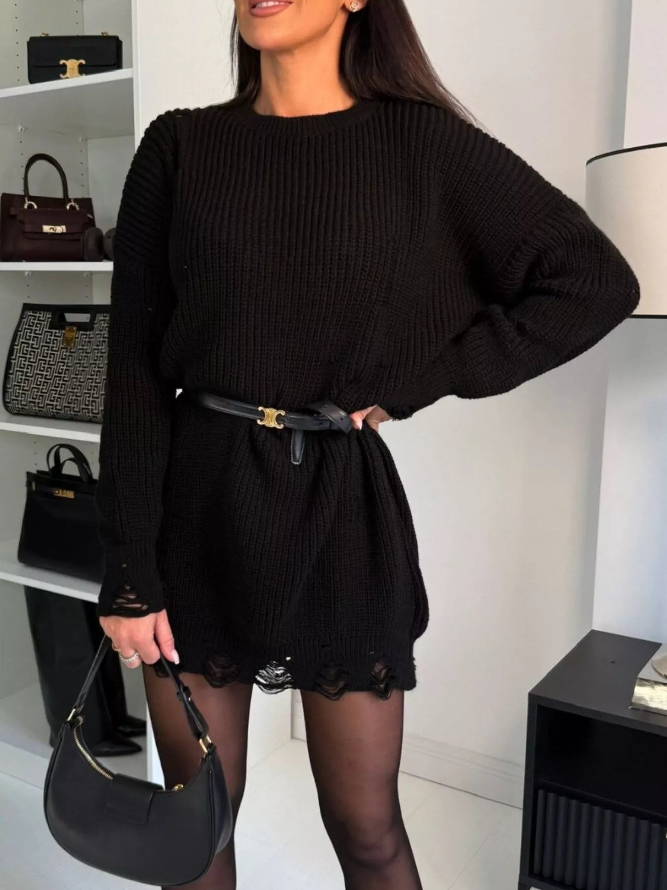 Drop Shoulder Sweater Dress