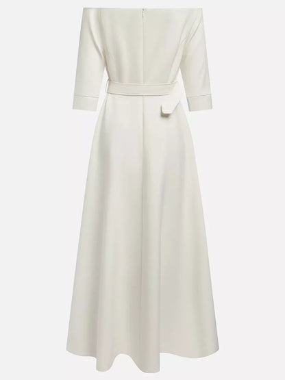 Elegant Off-Shoulder Belted Maxi Dress