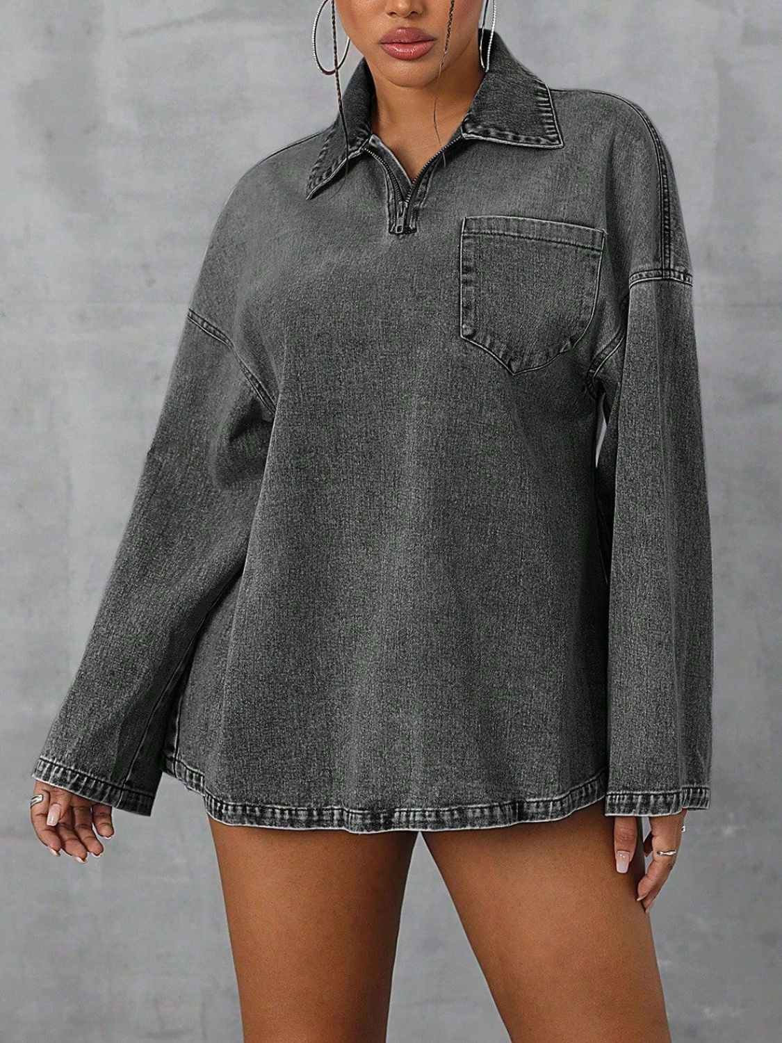 Drop Shoulder Denim Top