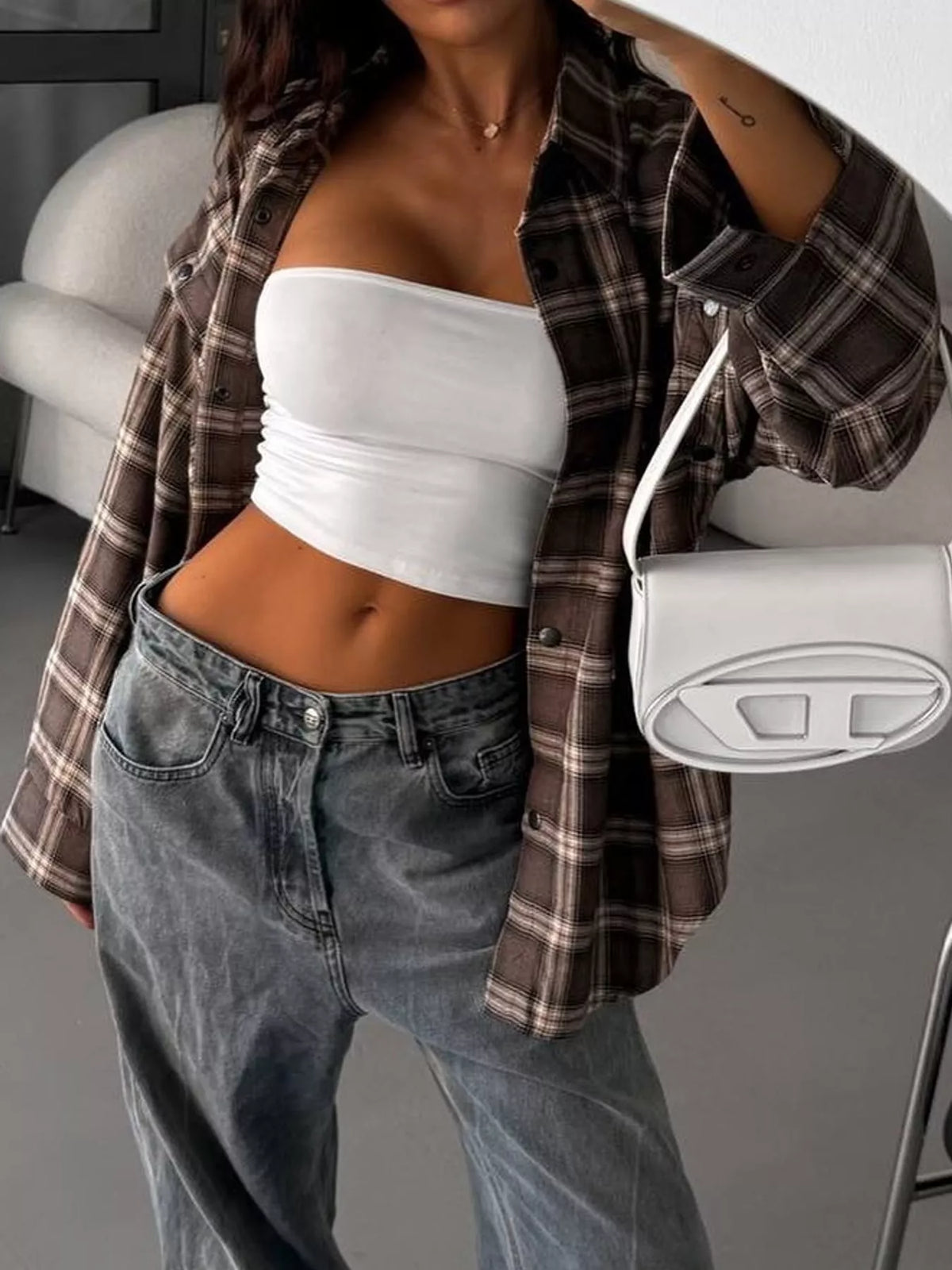 Plaid shirt with detachable sleeves, view 6