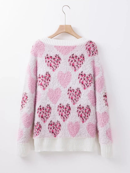 Ribbed Trim Fuzzy Sweater
