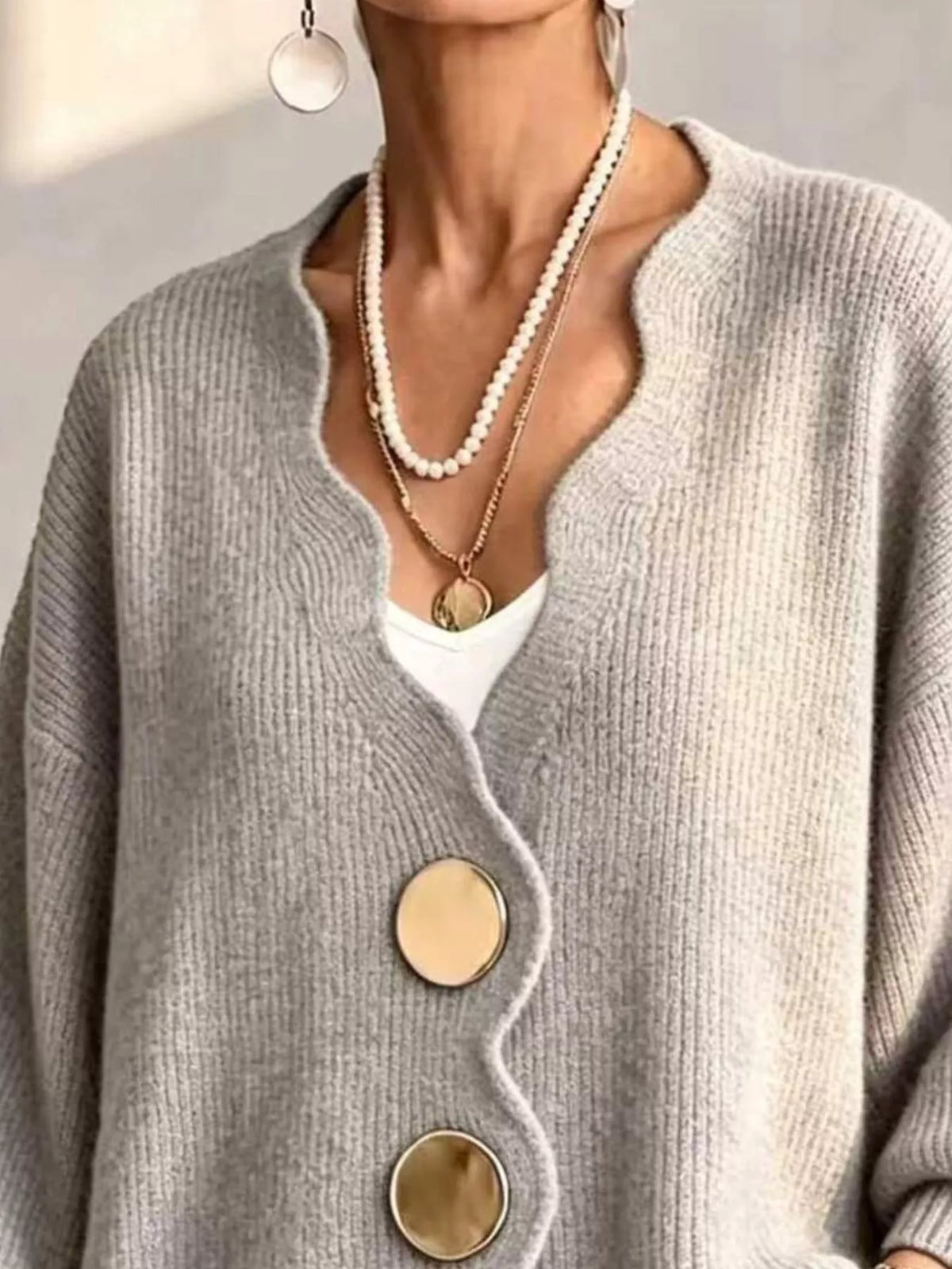 Plus Size Scalloped-Edge Oversized Cardigan
