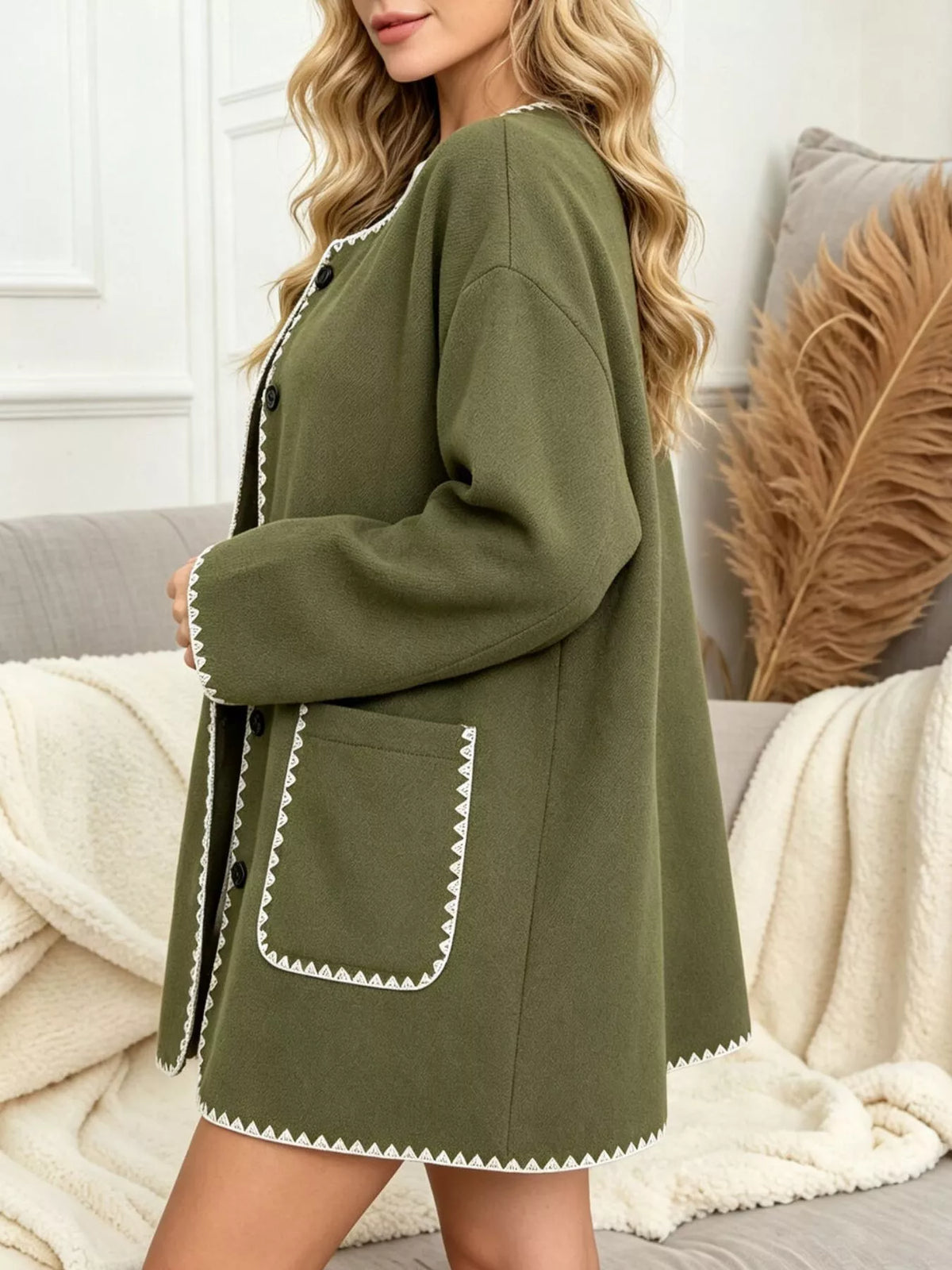 Plus size button jacket, view 2