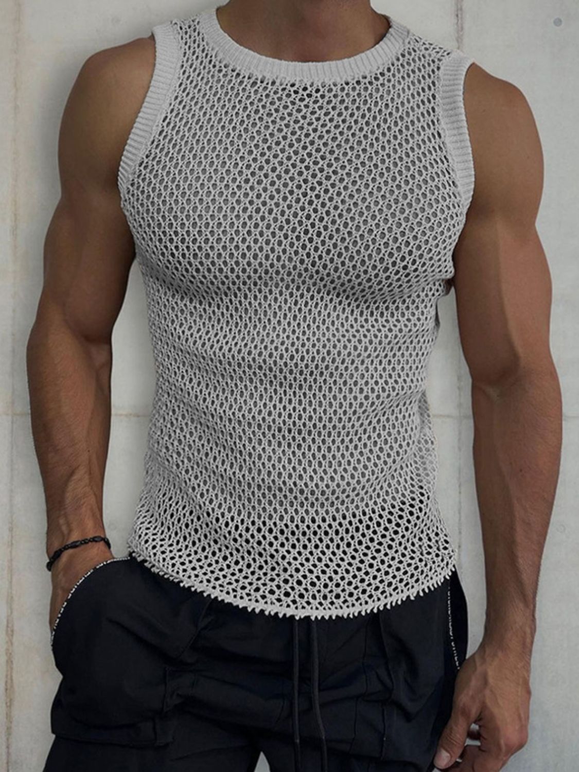 Men's Hollow Out Sleeveless Knit Top