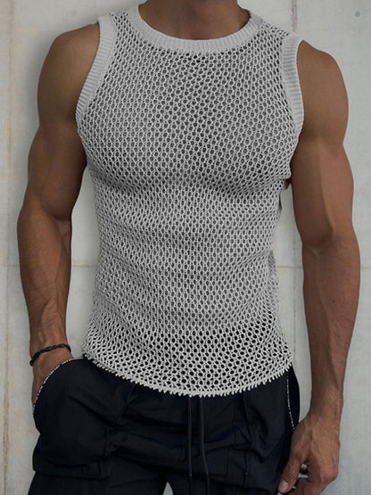 Men's Hollow Out Sleeveless Knit Top