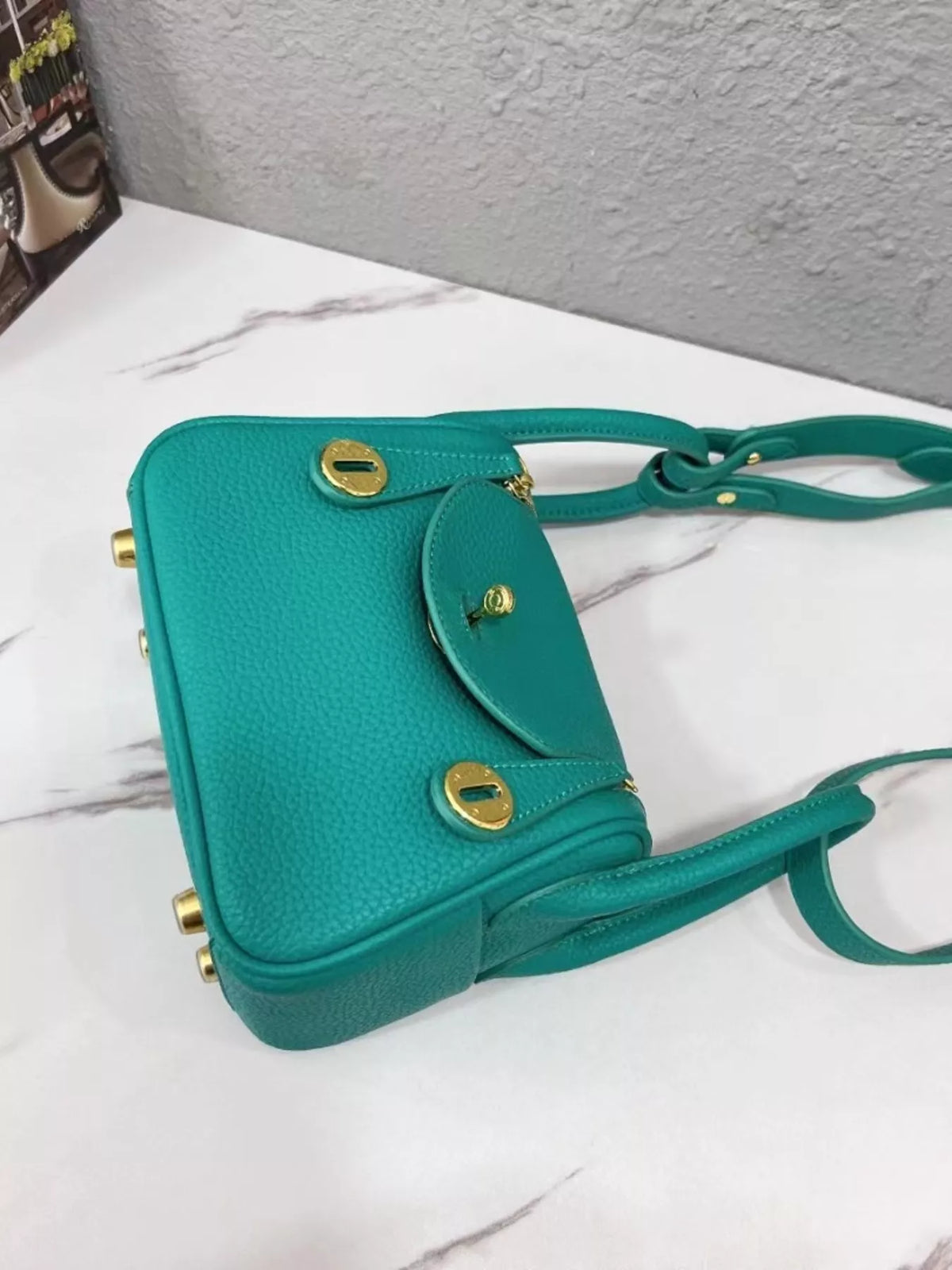 Gold-Tone Hardware Leather Crossbody Bag