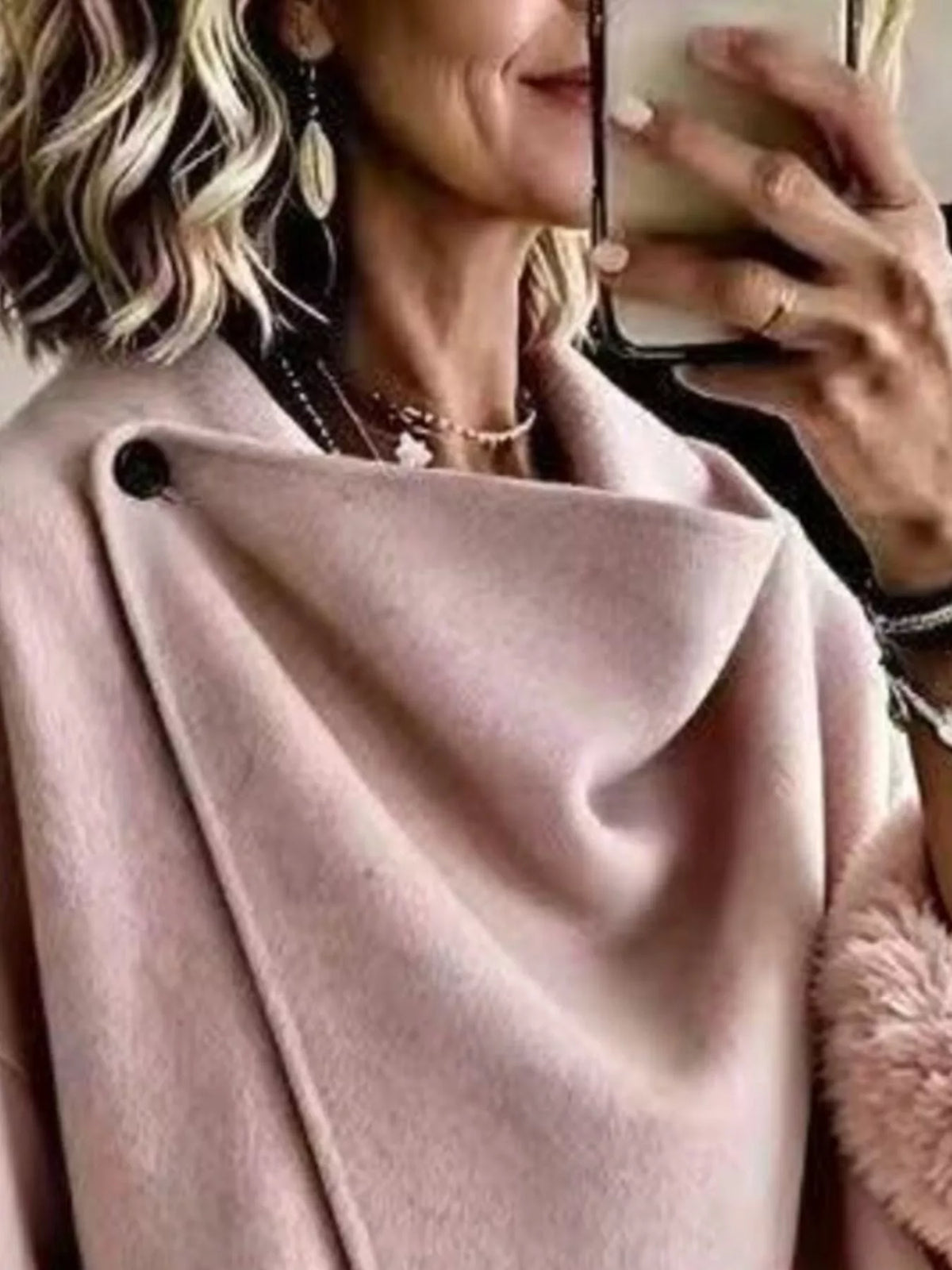 Asymmetric jacket with faux fur cuffs, view 5