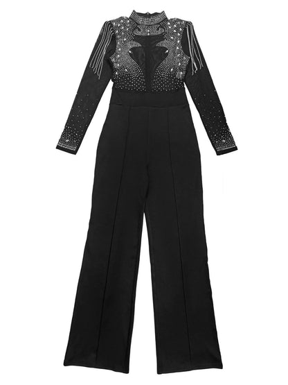Plus size rhinestone jumpsuit, view 5