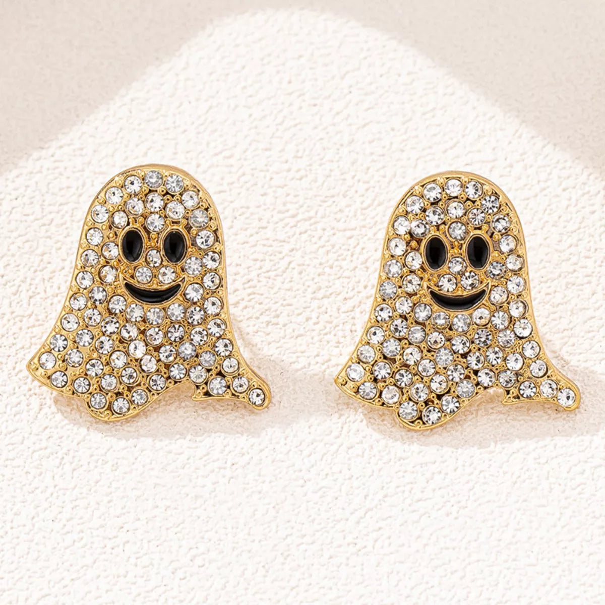 18K Gold-Plated Rhinestone Ghost Earrings