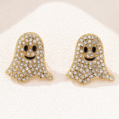 18K Gold-Plated Rhinestone Ghost Earrings