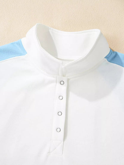 Color Block Snap Buttons Sweatshirt