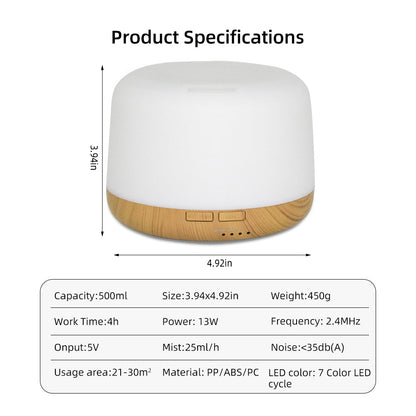 500ml Ultrasonic Essential Oil Diffuser & Humidifier with Remote