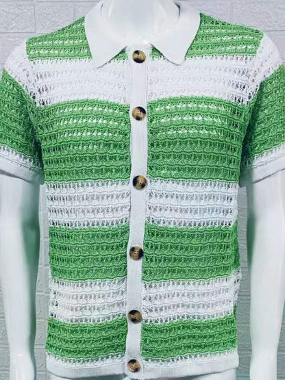 Men's Button Down Openwork Shirt