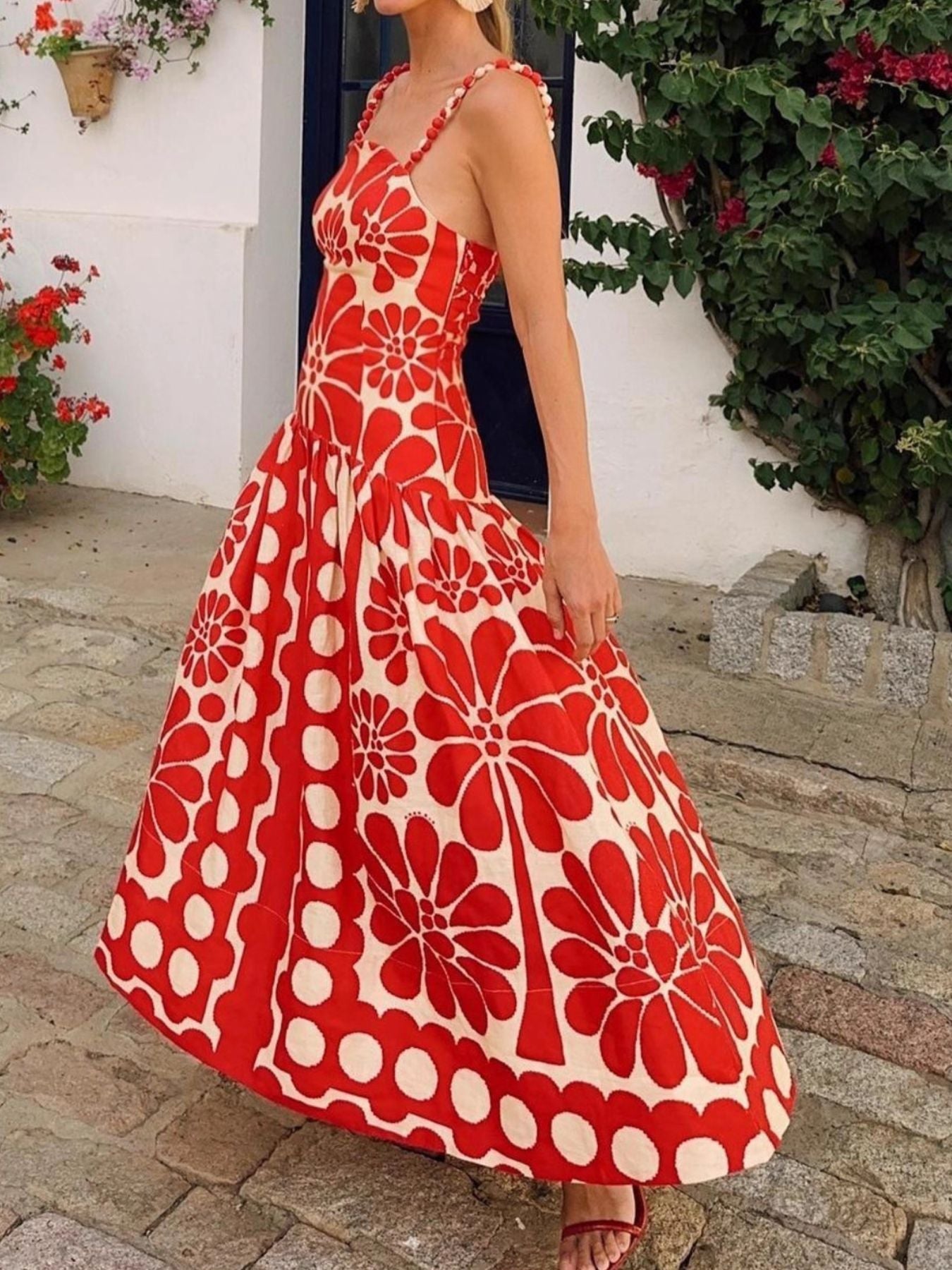 Printed A-Line Midi Cami Dress