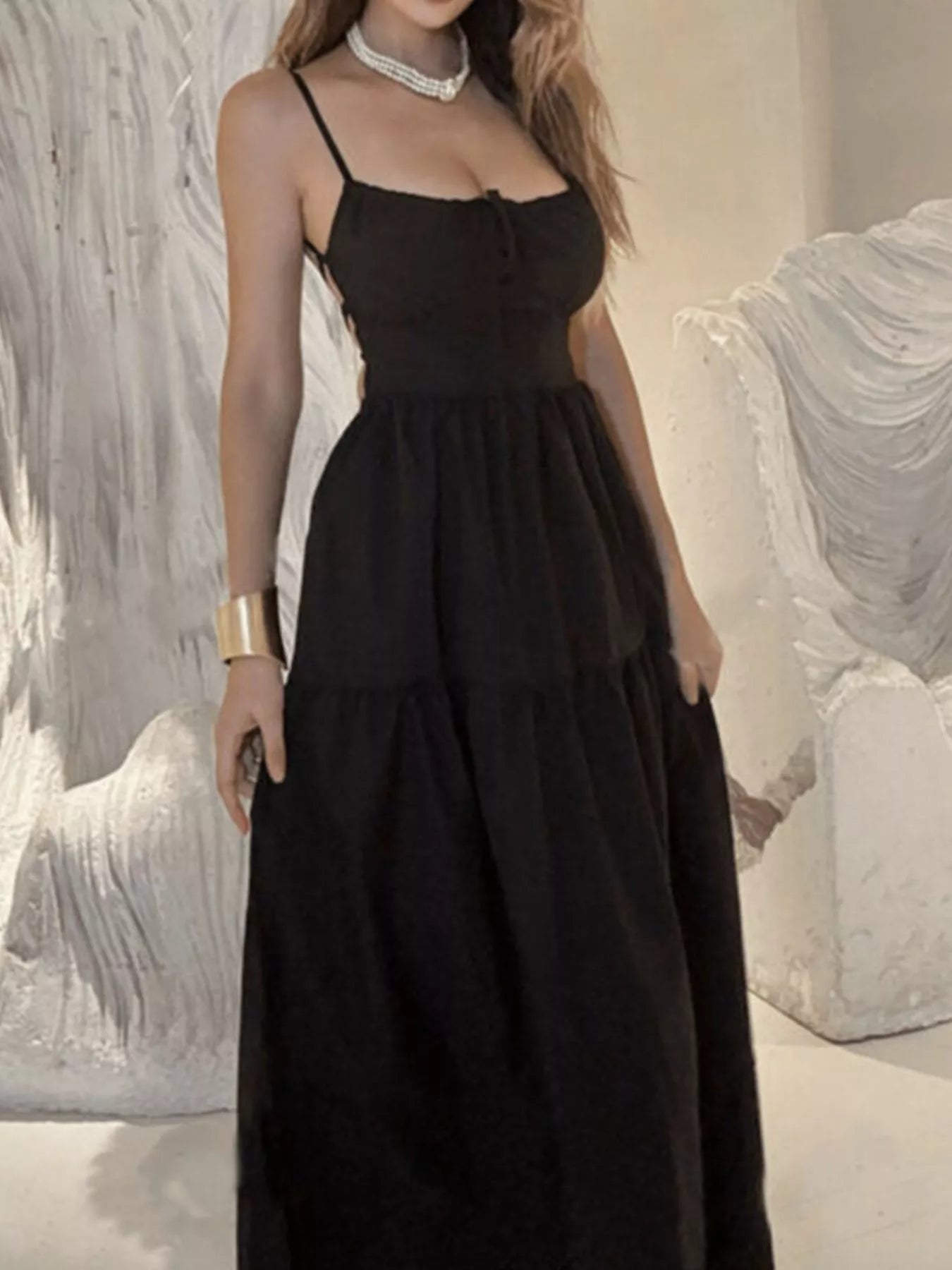 Lace Up Back Maxi Cami Dress