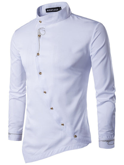 Men's Asymmetric Button-Down Slim Fit Shirt