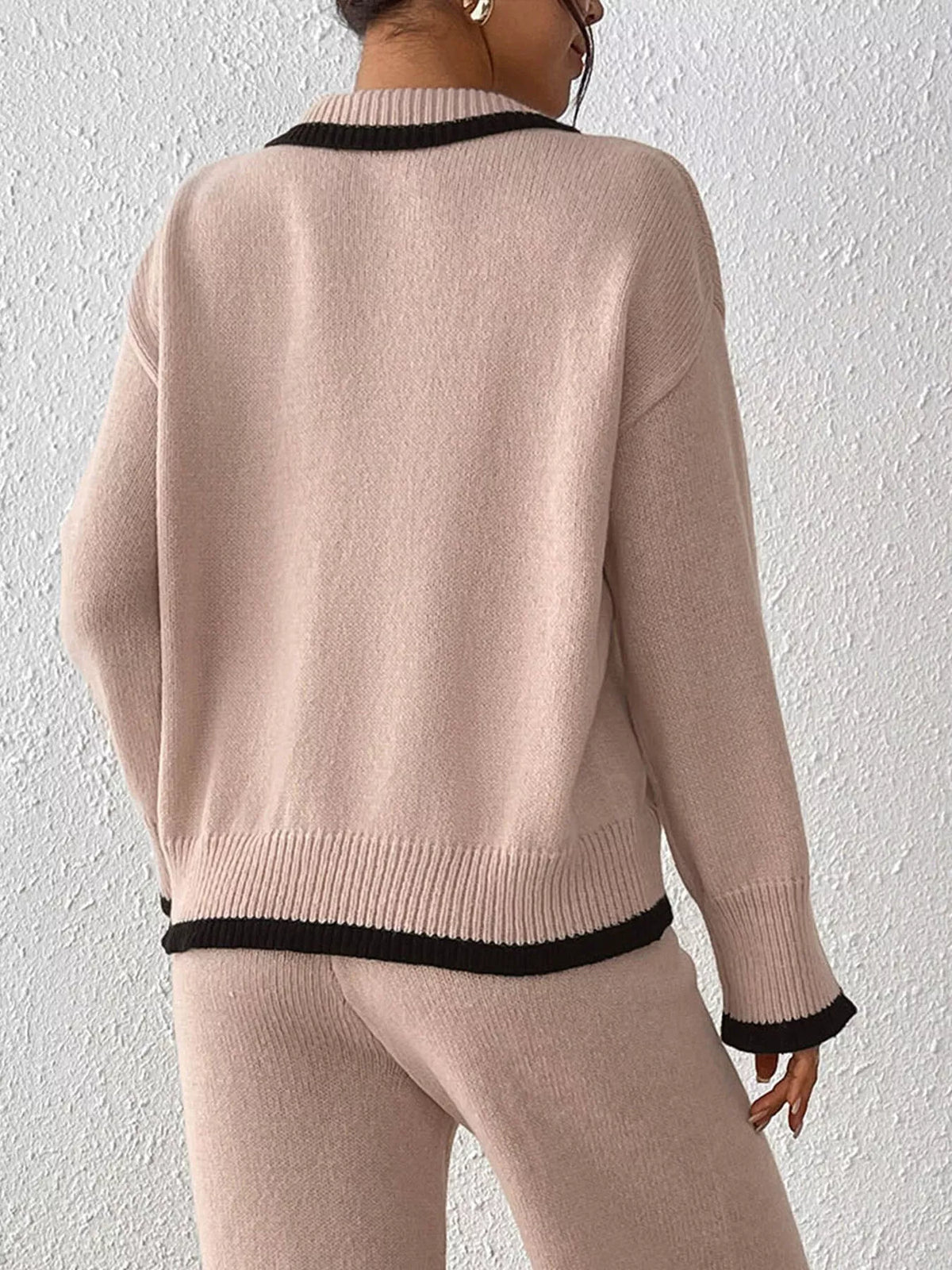Plus size polo collar sweater, view 5