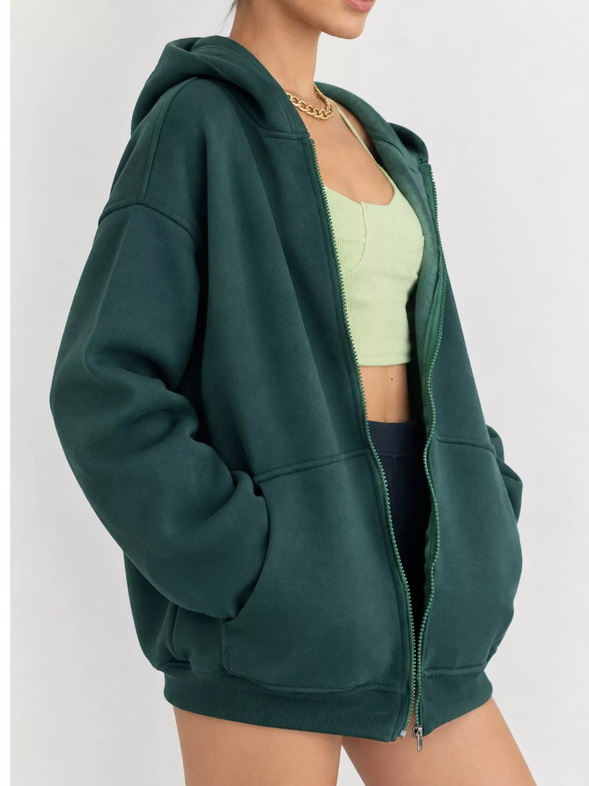 Plus size zip-up hoodie, view 5