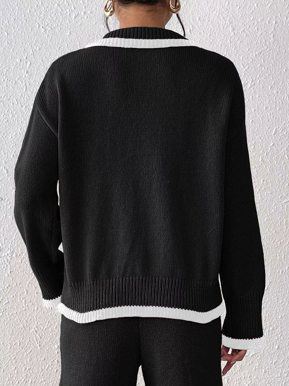 Plus size polo collar sweater, view 10