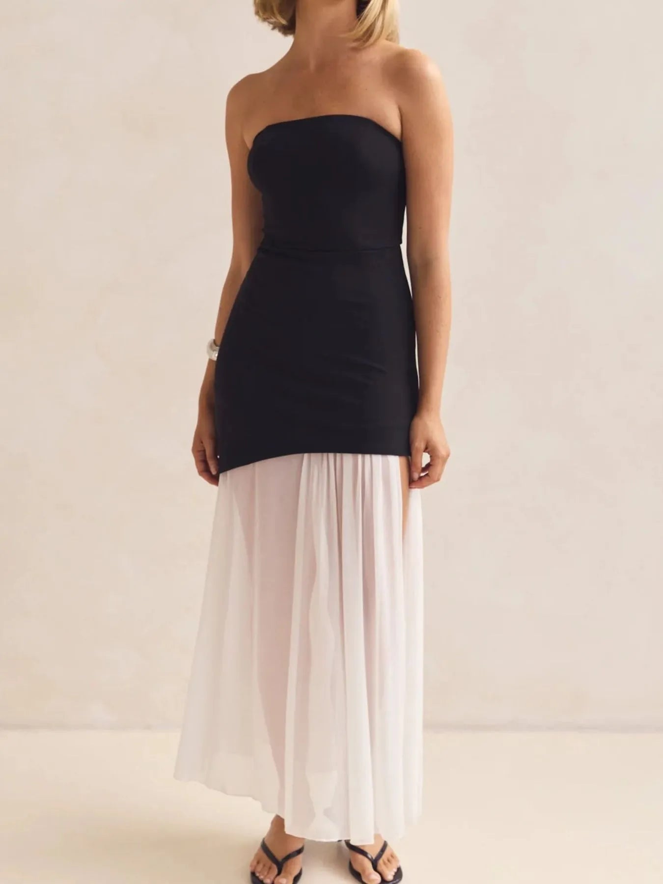 Layered Slit Tube Maxi Dress