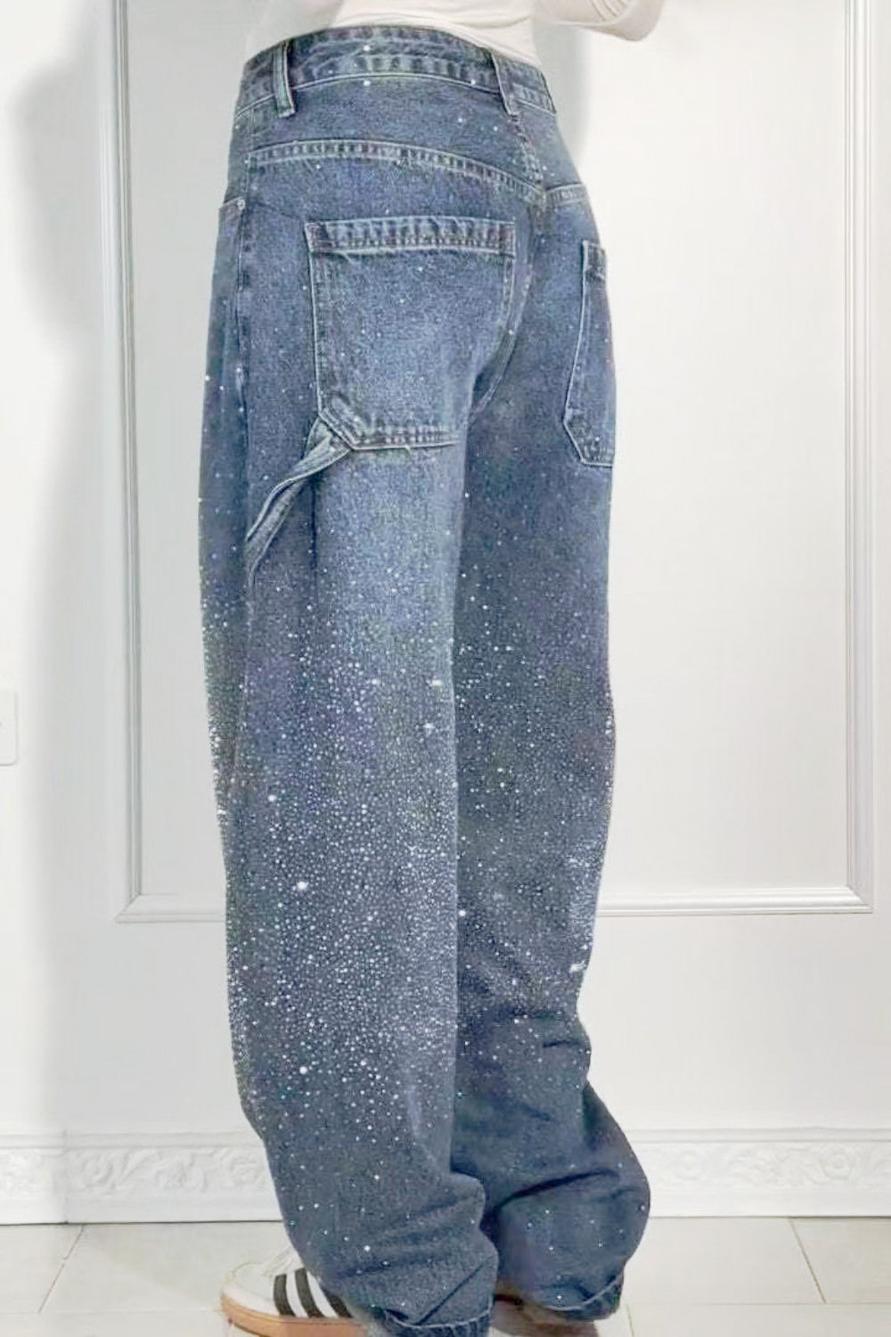 Full Size Rhinestone Wide leg Jeans