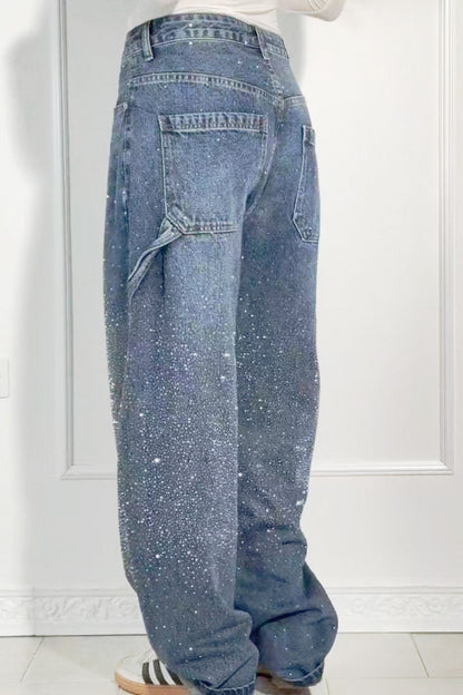 Full Size Rhinestone Wide leg Jeans