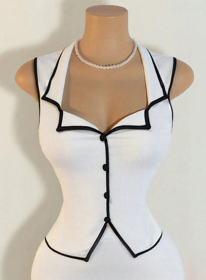 Color Blocking Short Skirt Set