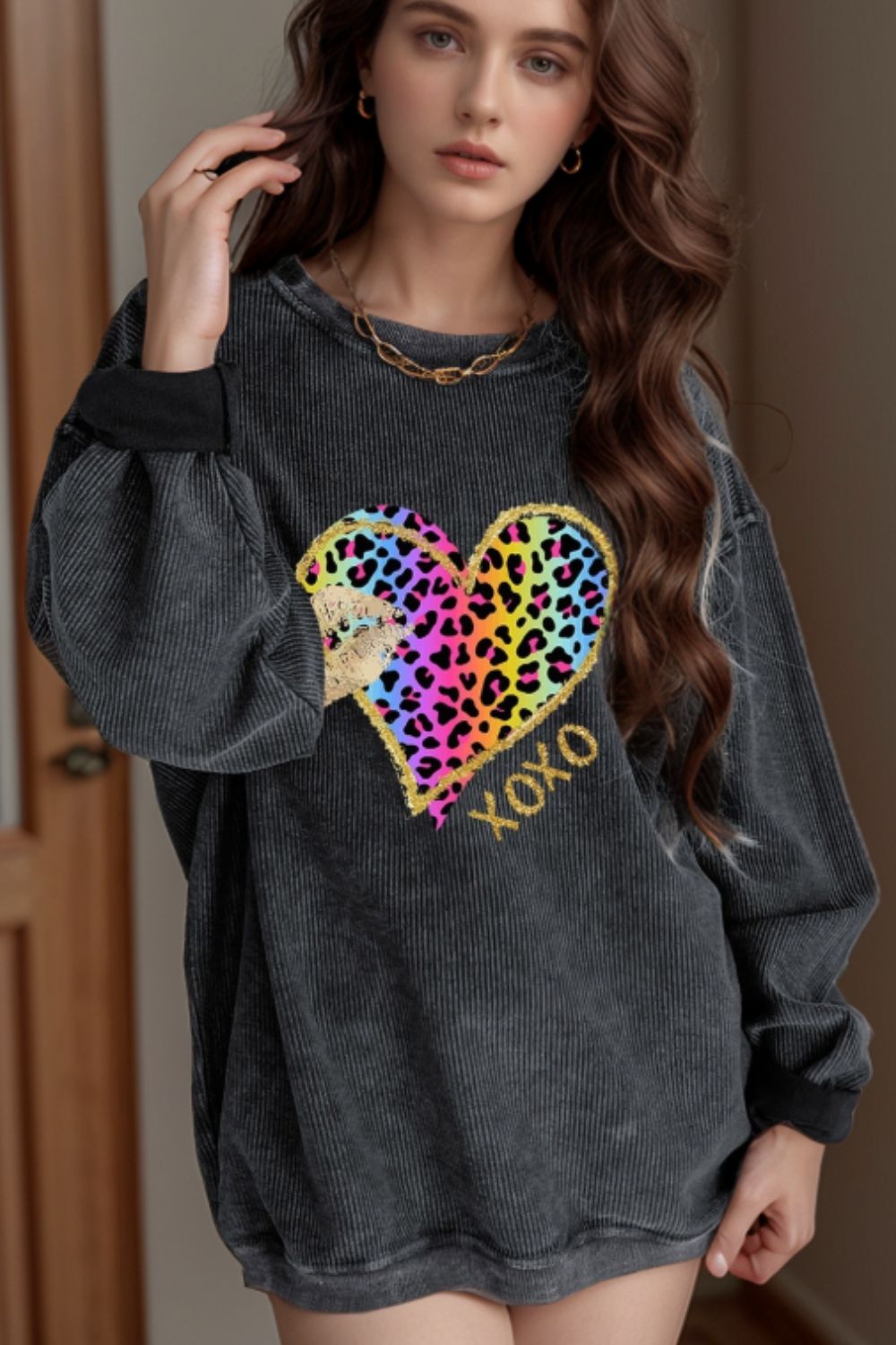 Leopard Heart Drop Sweatshirt