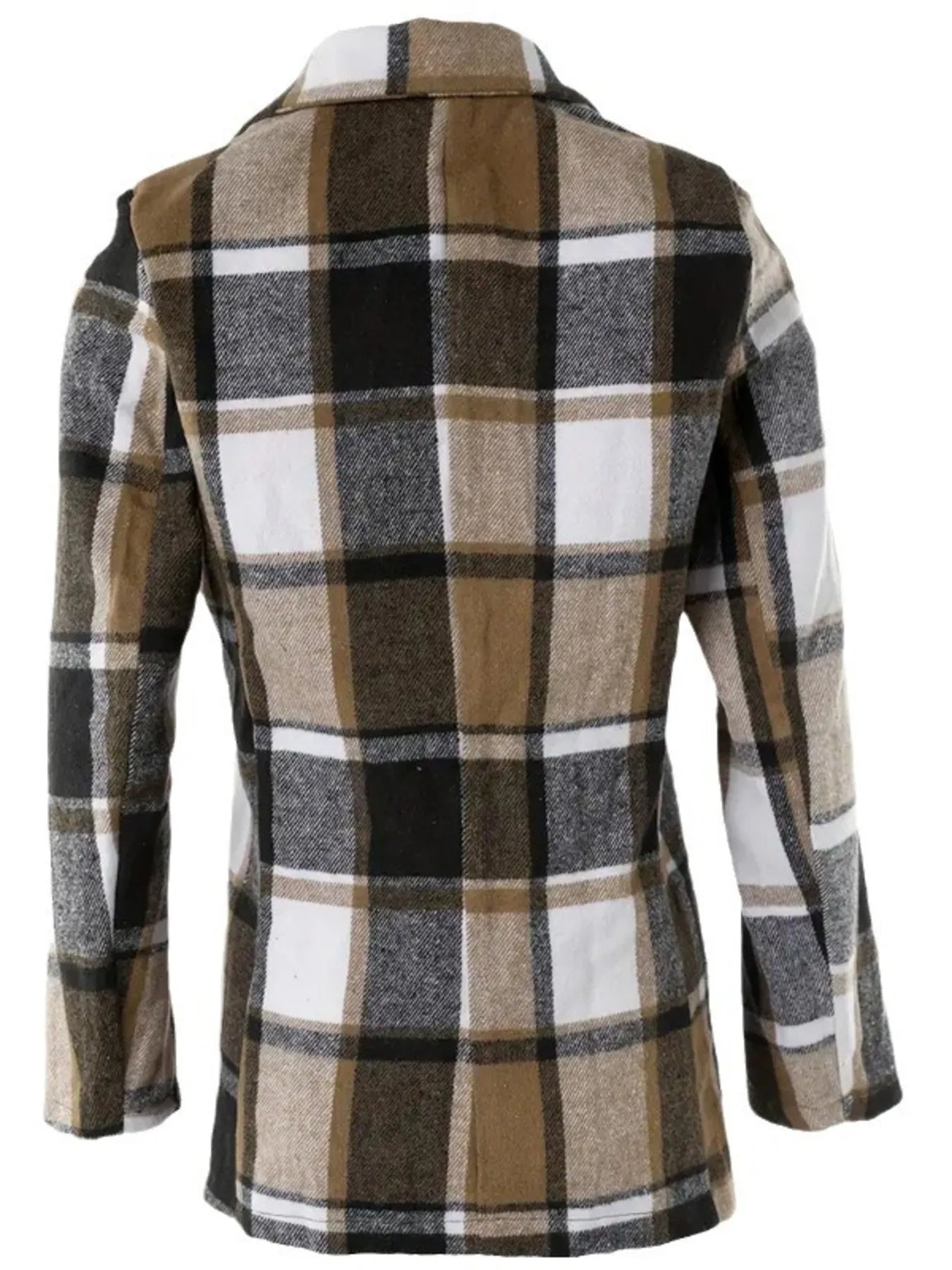 Plaid Lapel Collar Long Sleeve Blazer