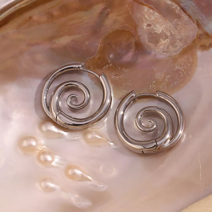 Stainless Steel Spiral Hoop Earrings
