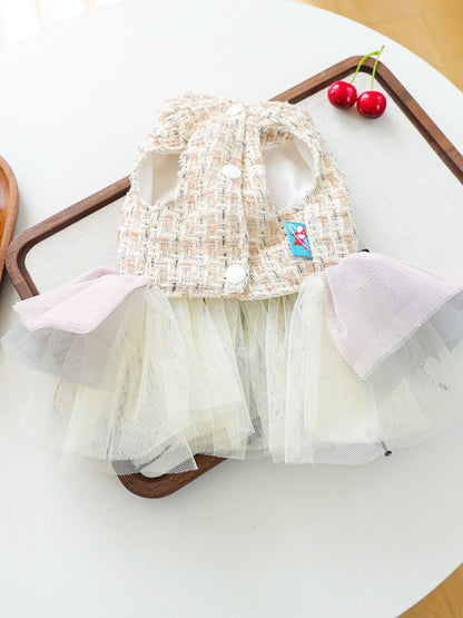 Tweed Pet Dress with Ruffle