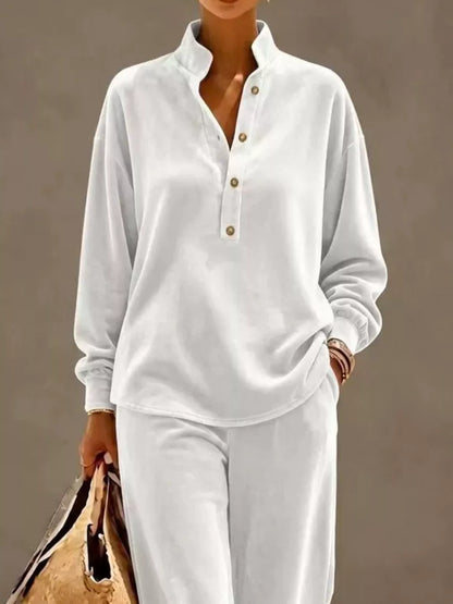 Half button top and pants set, view 16