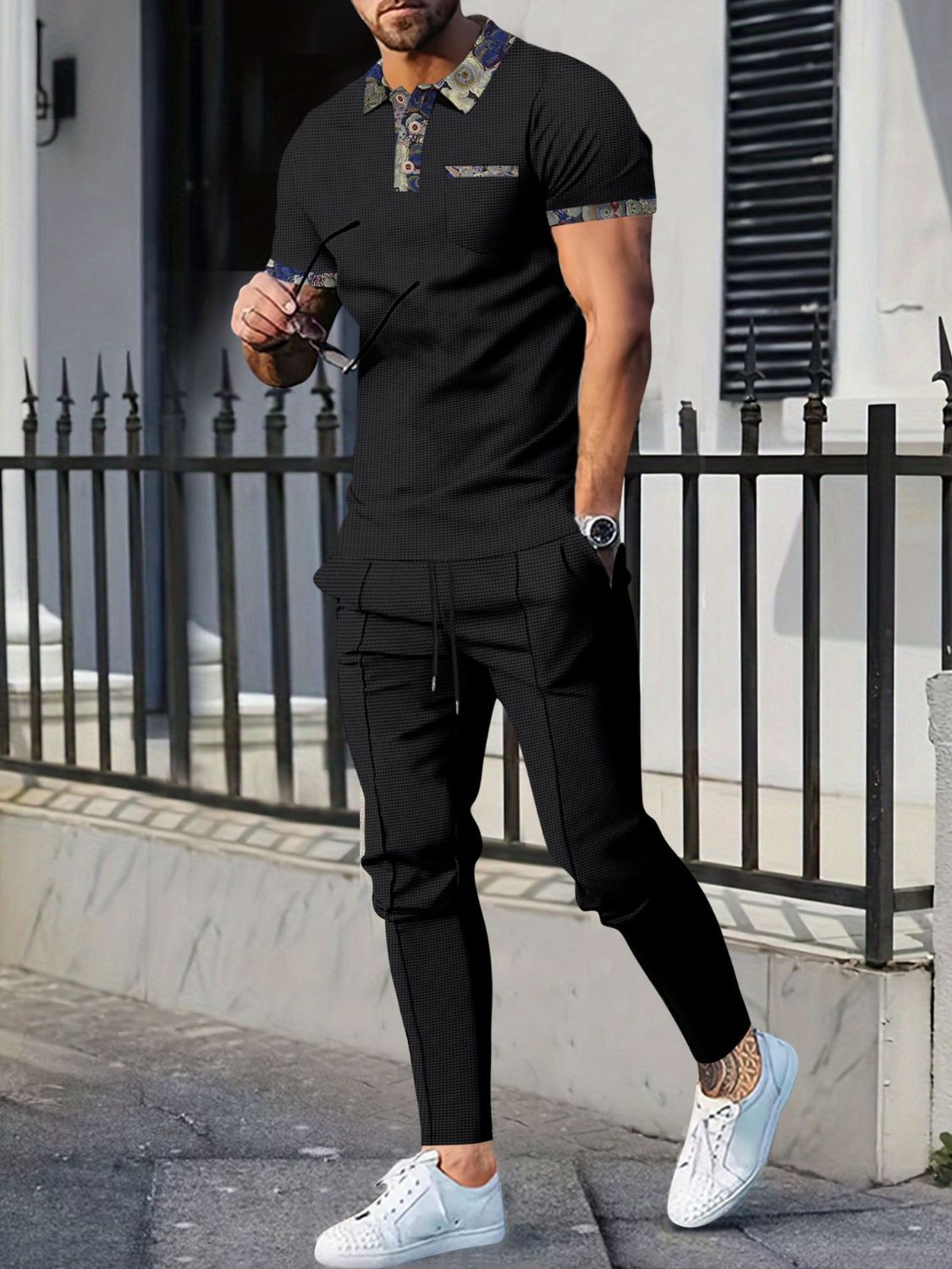 Men's Full Size Polo and Pants Set