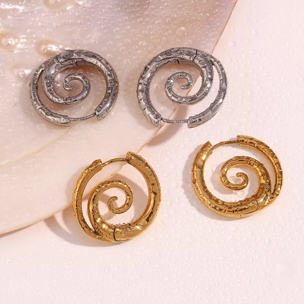 Stainless Steel Spiral Hoop Earrings