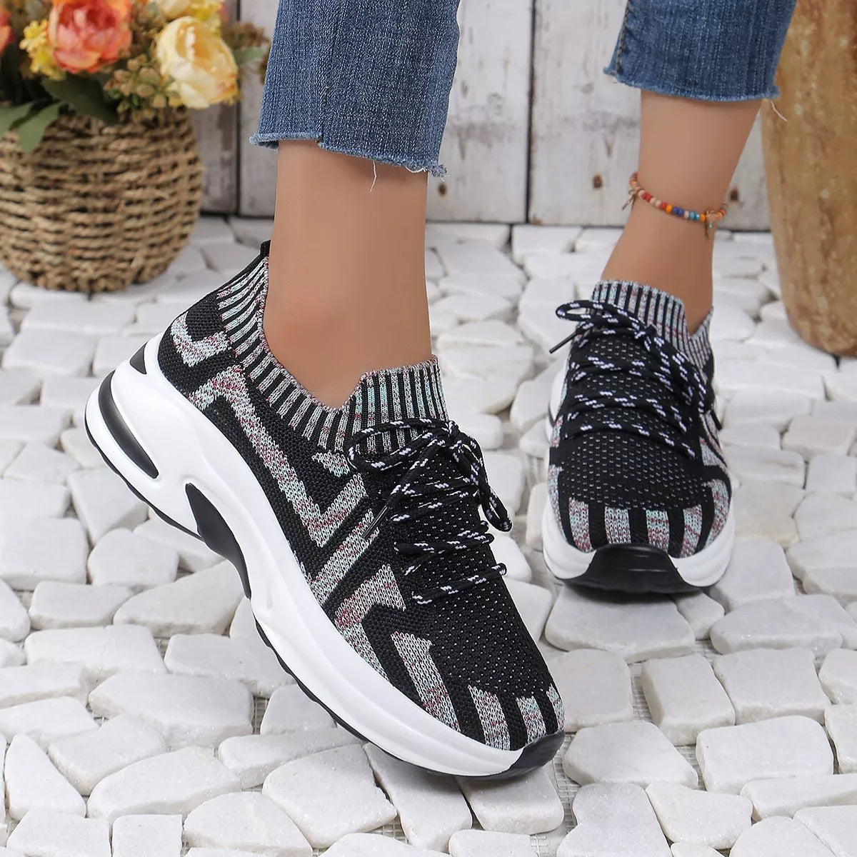 Round Toe Platform Sneakers
