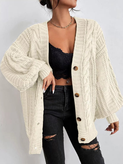 Plus size cable cardigan, view 12