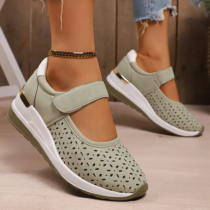 Round Toe Wedge Sneakers