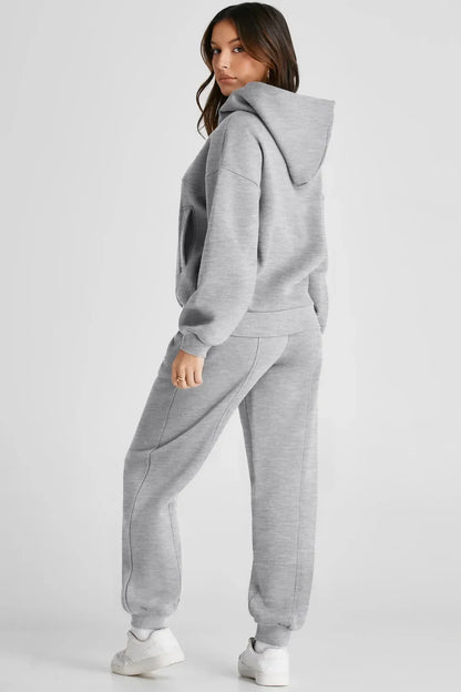 Dropped Shoulder Long Sleeve Hoodie and Pants Set