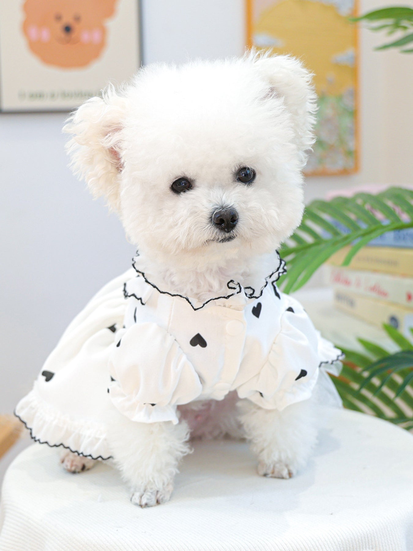 Heart-Patterned Bowknot Pet Dress