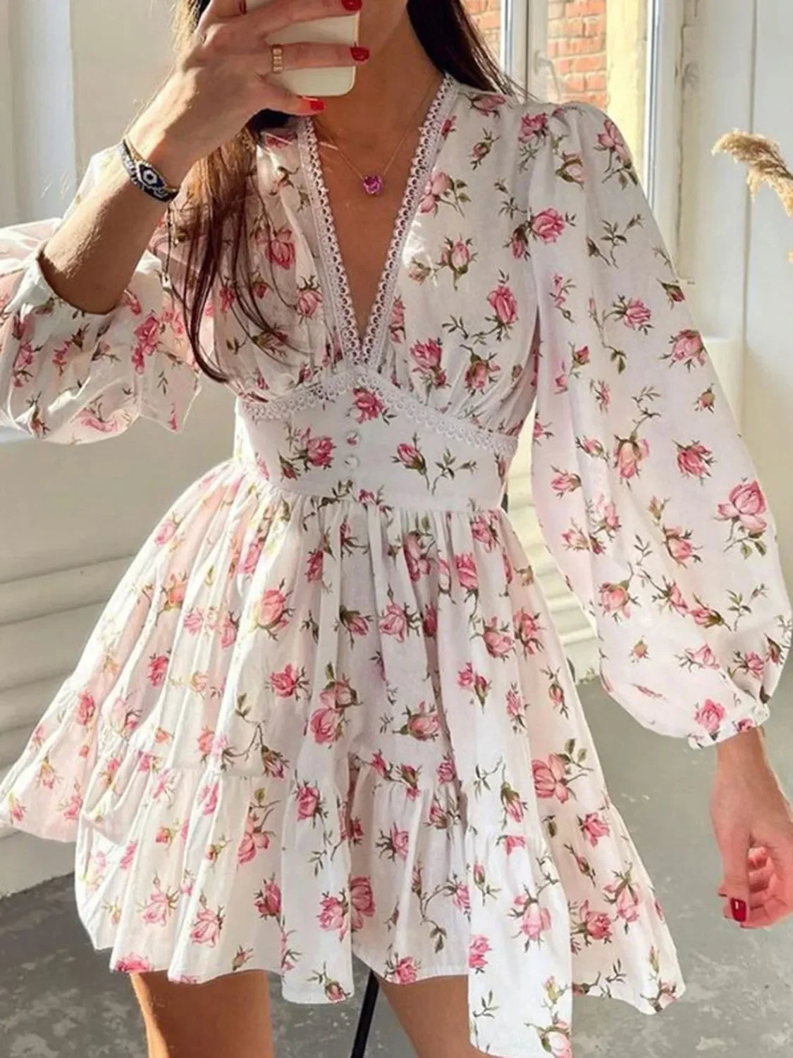 Lace Detail V-Neck Dress
