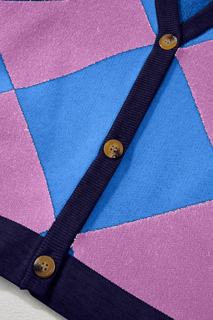 Checkered Button Up Cardigan