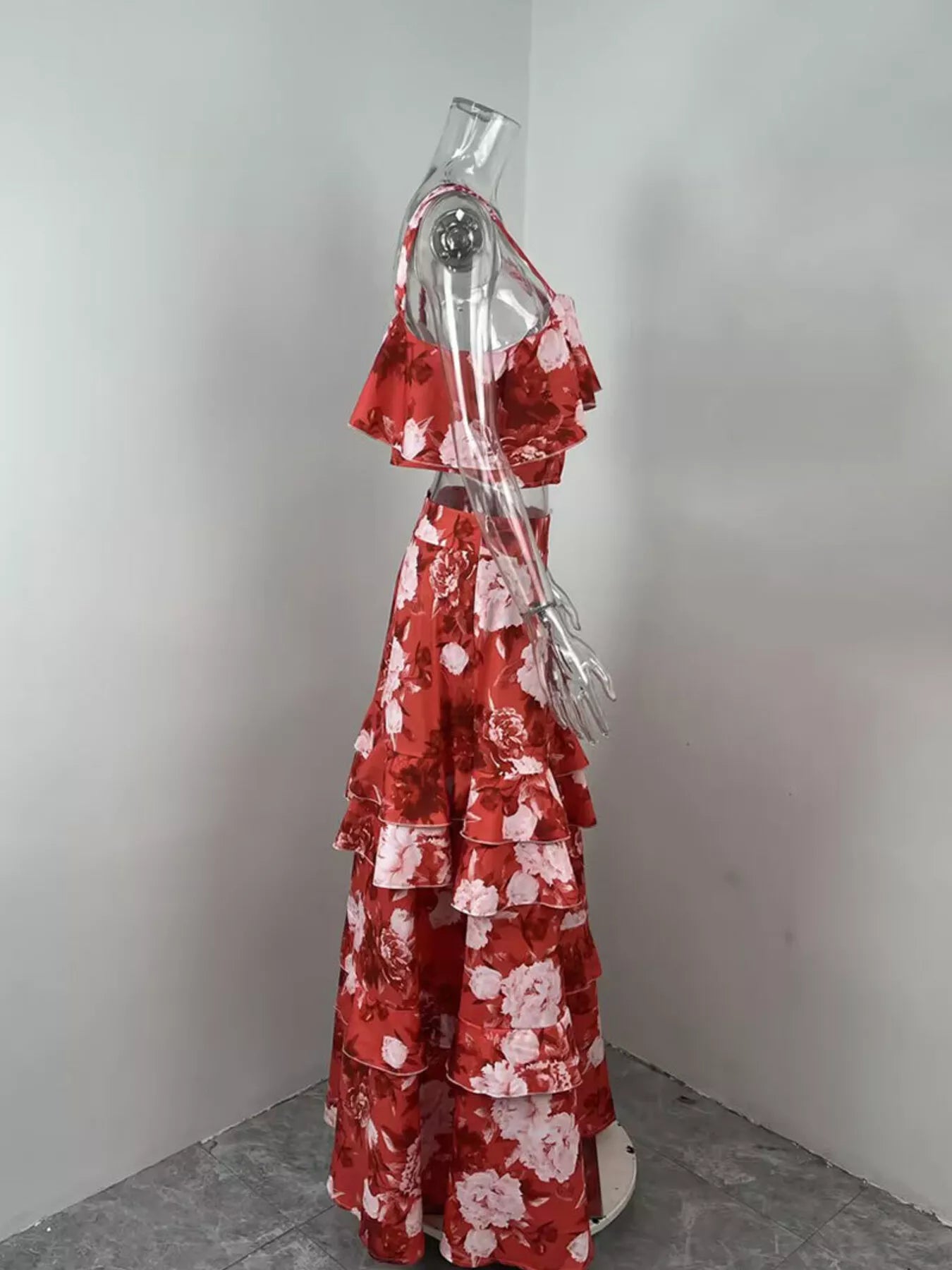 Floral Print Ruffle Cami and Skirt Two-Piece Set