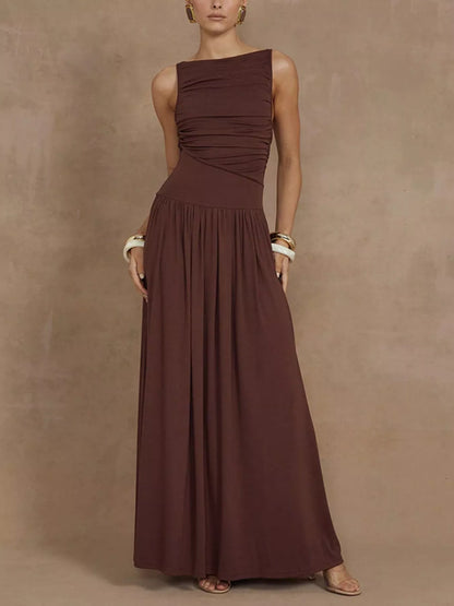 Ruched Sleeveless Maxi Dress