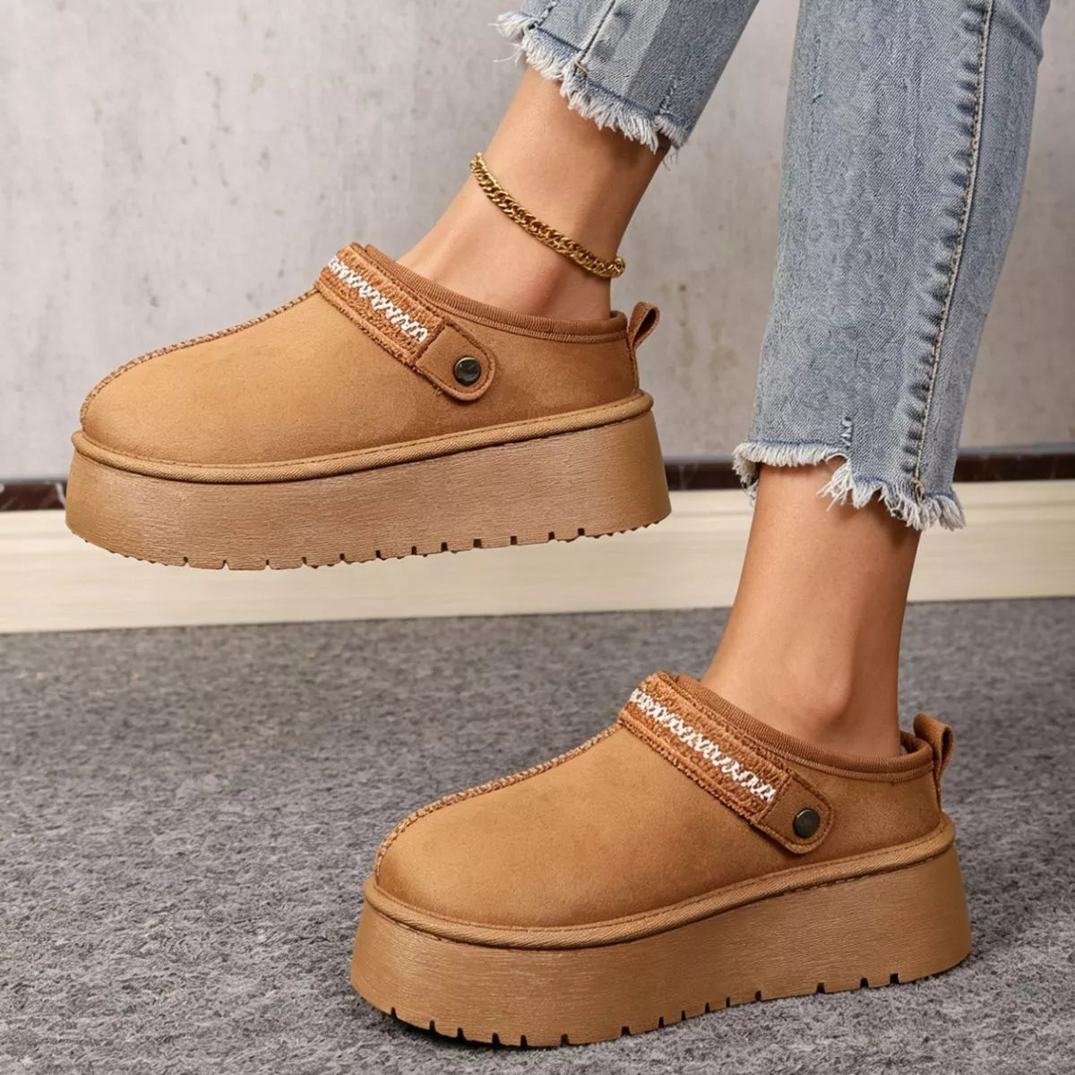 Platform Suede Fur-Lined Boots