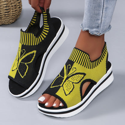 Mesh wedge sandals, view 9